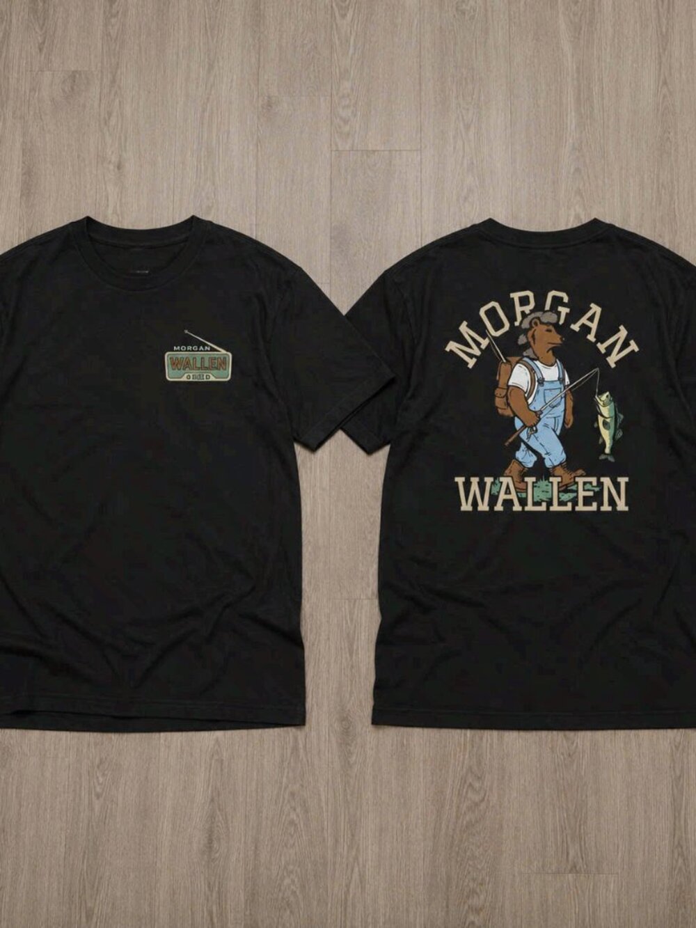 Morgan Wallen Vintage Outdoor Fishing Bear Country Music Tee Black